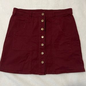 Altar’d State Burgundy Button Up Red Mini Skirt